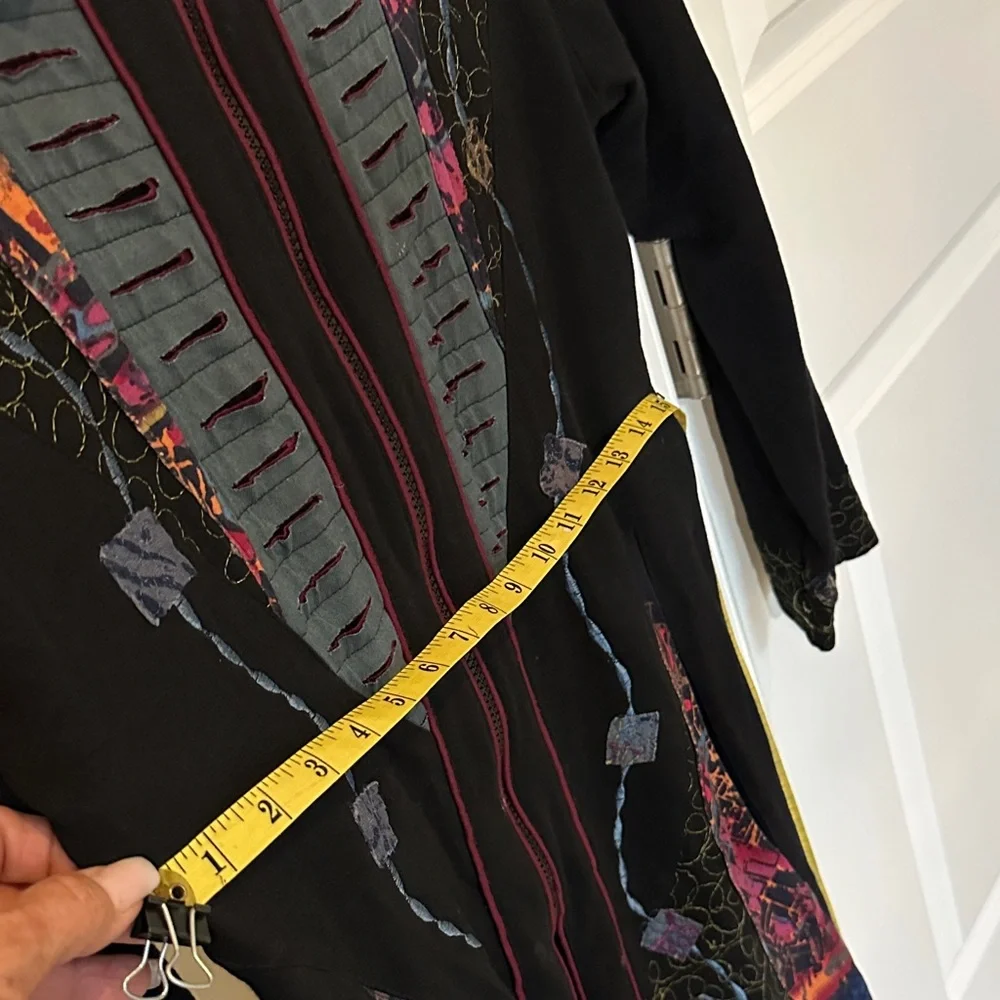 Parsley & Sage Black Jacket with Multicolor Abstract Panels
